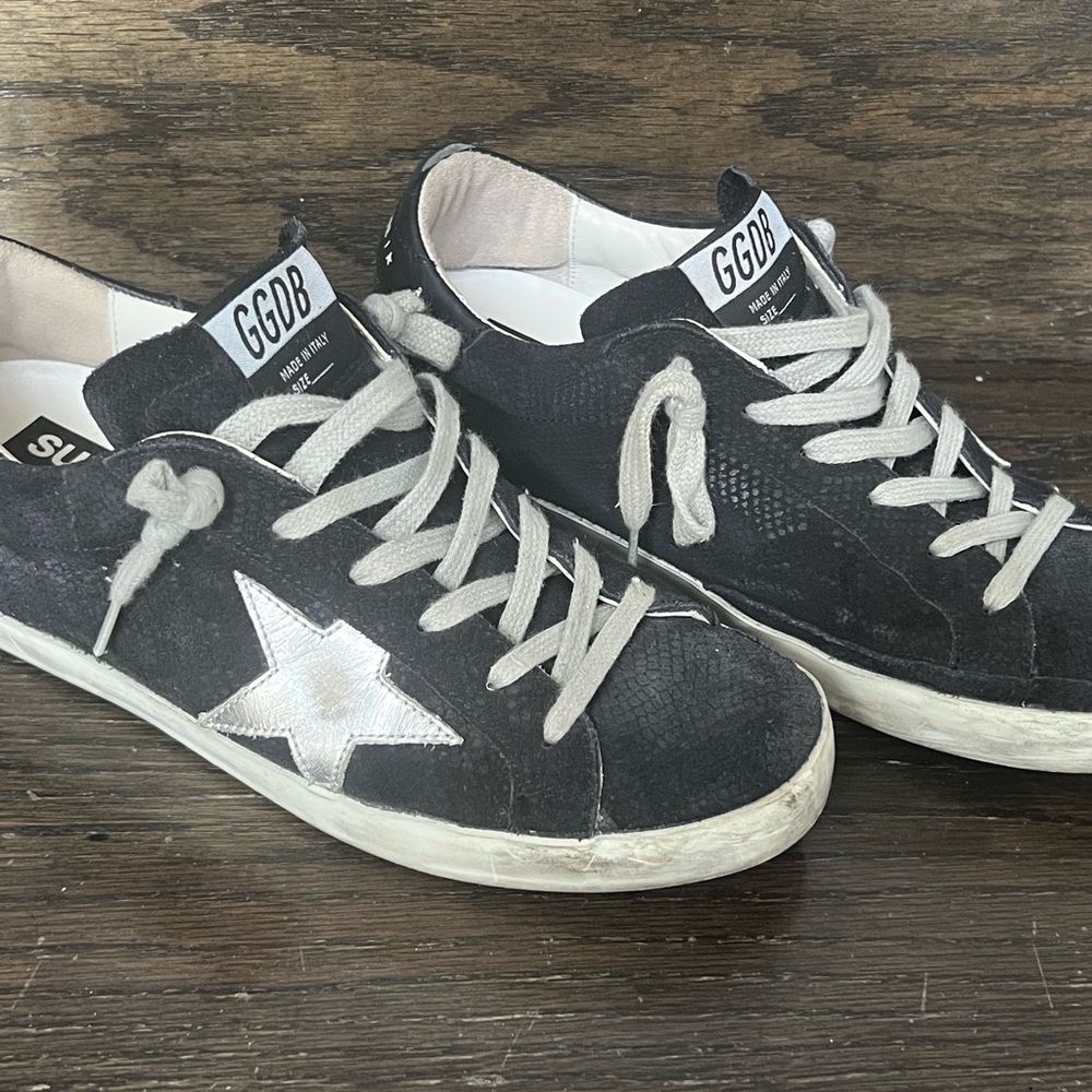 Golden Goose Black and Silver Suede Sneaker Size 37